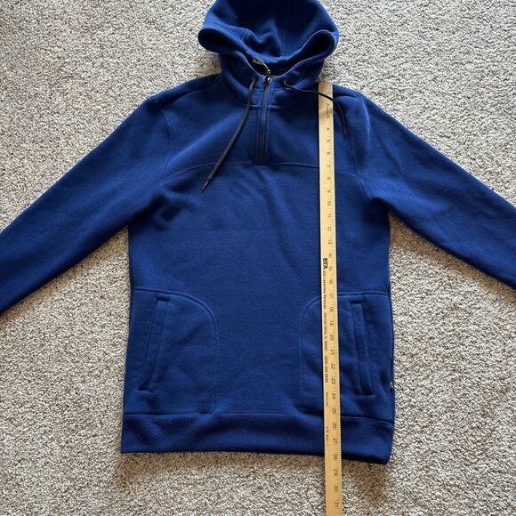 Toad & Co Hoodie Men's Medium Blue Knit Pullover 1/4 Zip - Picture 4 of 5